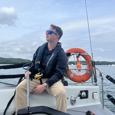 Javi on a sailboat