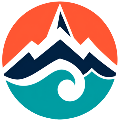javigoeswild logo — mountain, wave, and sunset